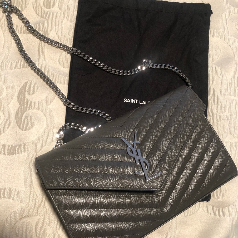 Authentic Yves Saint Laurent chain wallet purse